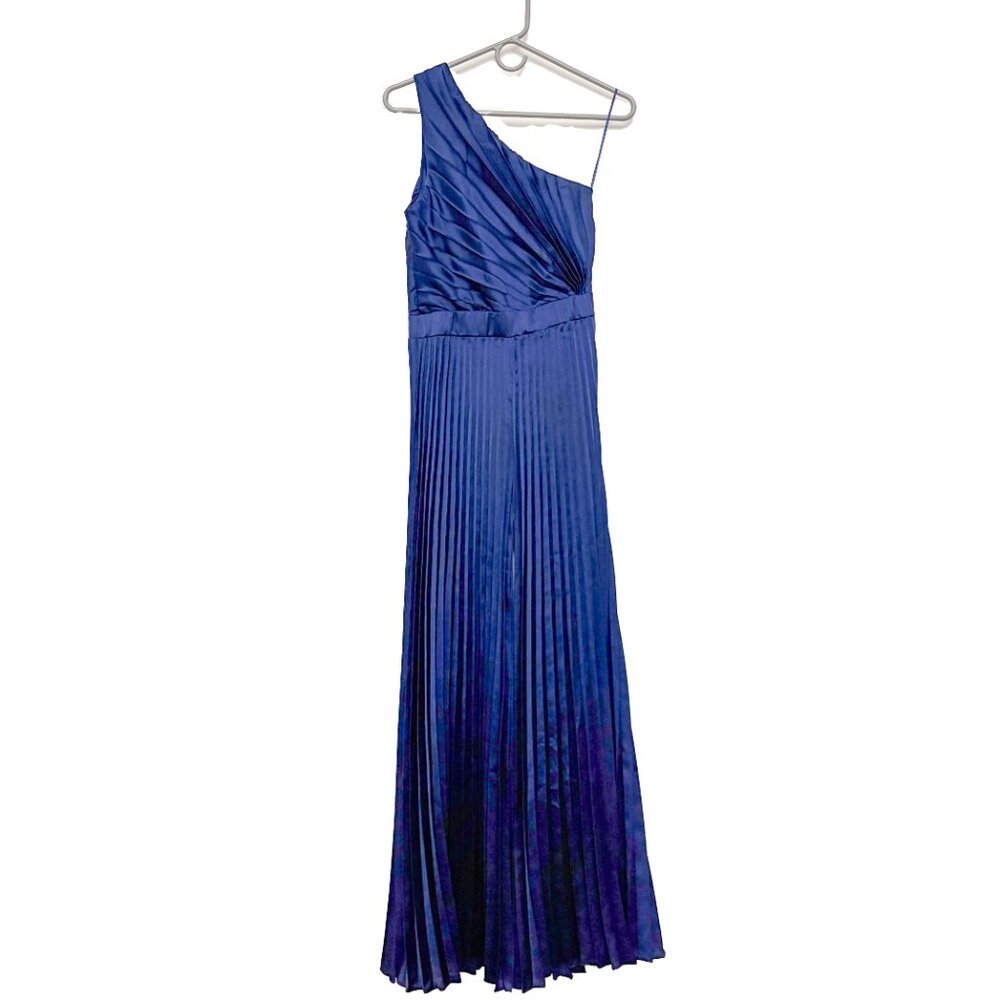 A&F Giselle Pleated One-Shoulder Jumpsuit US Size 4-6 - NAVY - Picture 4 of 5